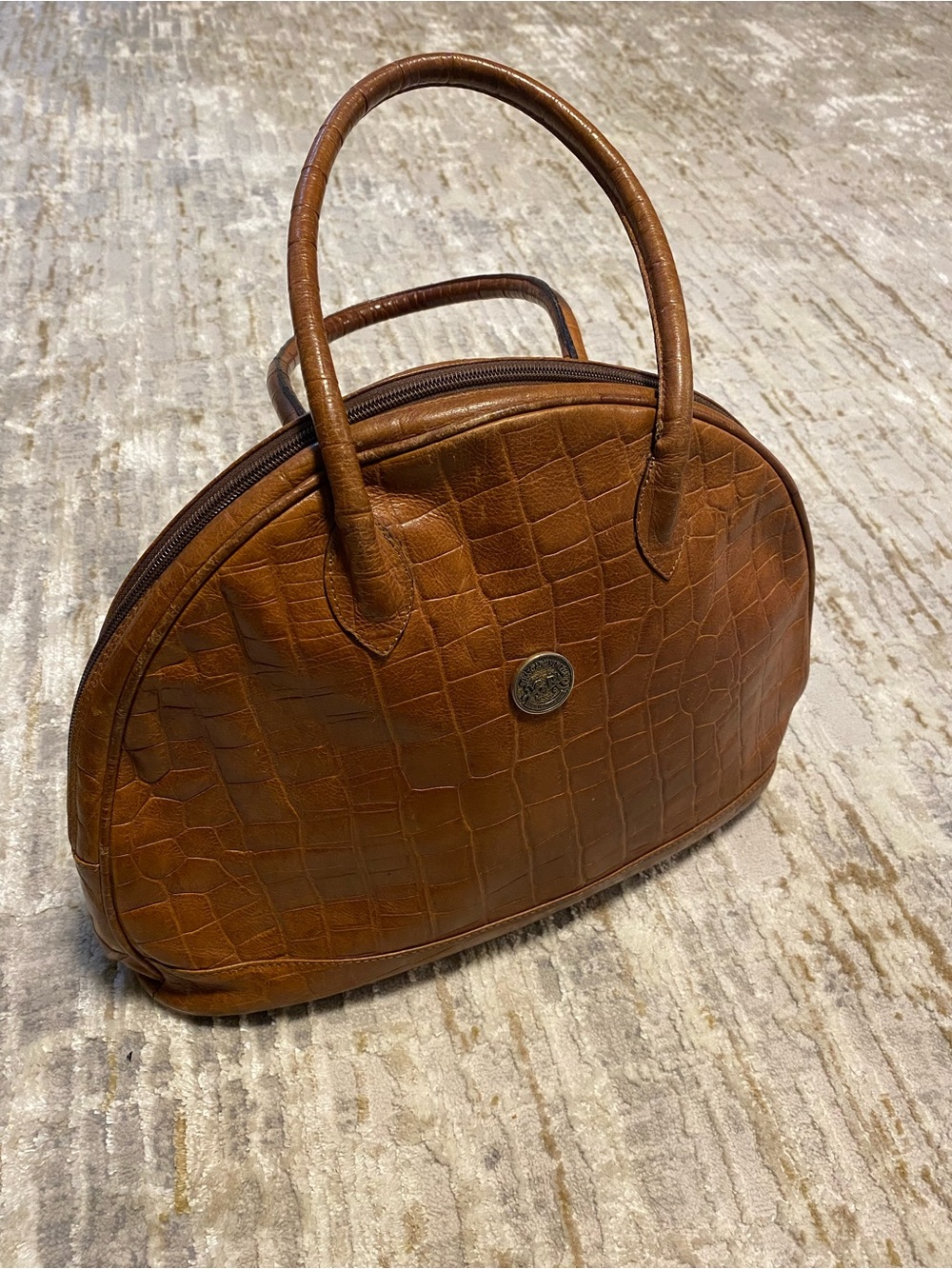 Vintage Renato Angi Venezia Croc-Embossed Dome Satchel